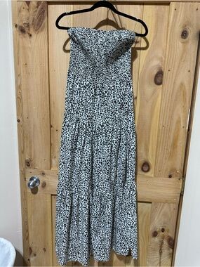 Strapless Black and White Leopard Print Jumpsuit
